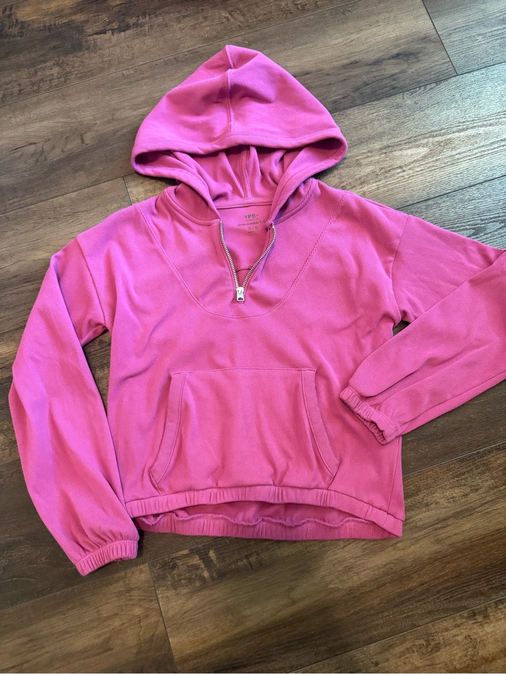 Abercrombie Kids size 11/12 Girls Pink Ribbed Quarter Zip Hoodie